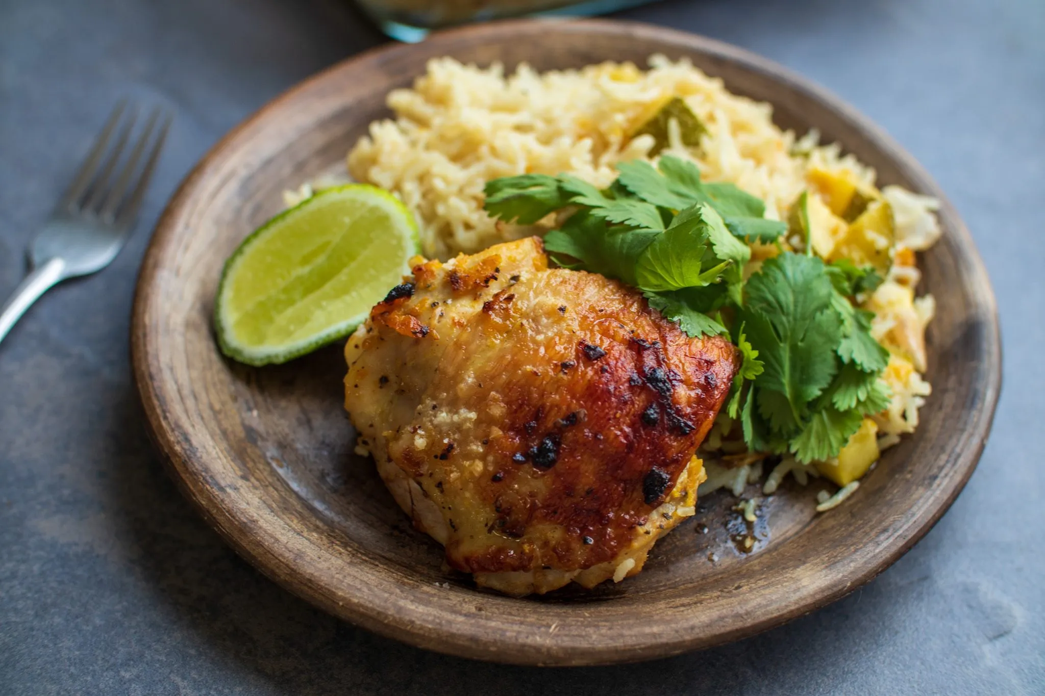 Baked chicken with manzano chilli and charred garlic