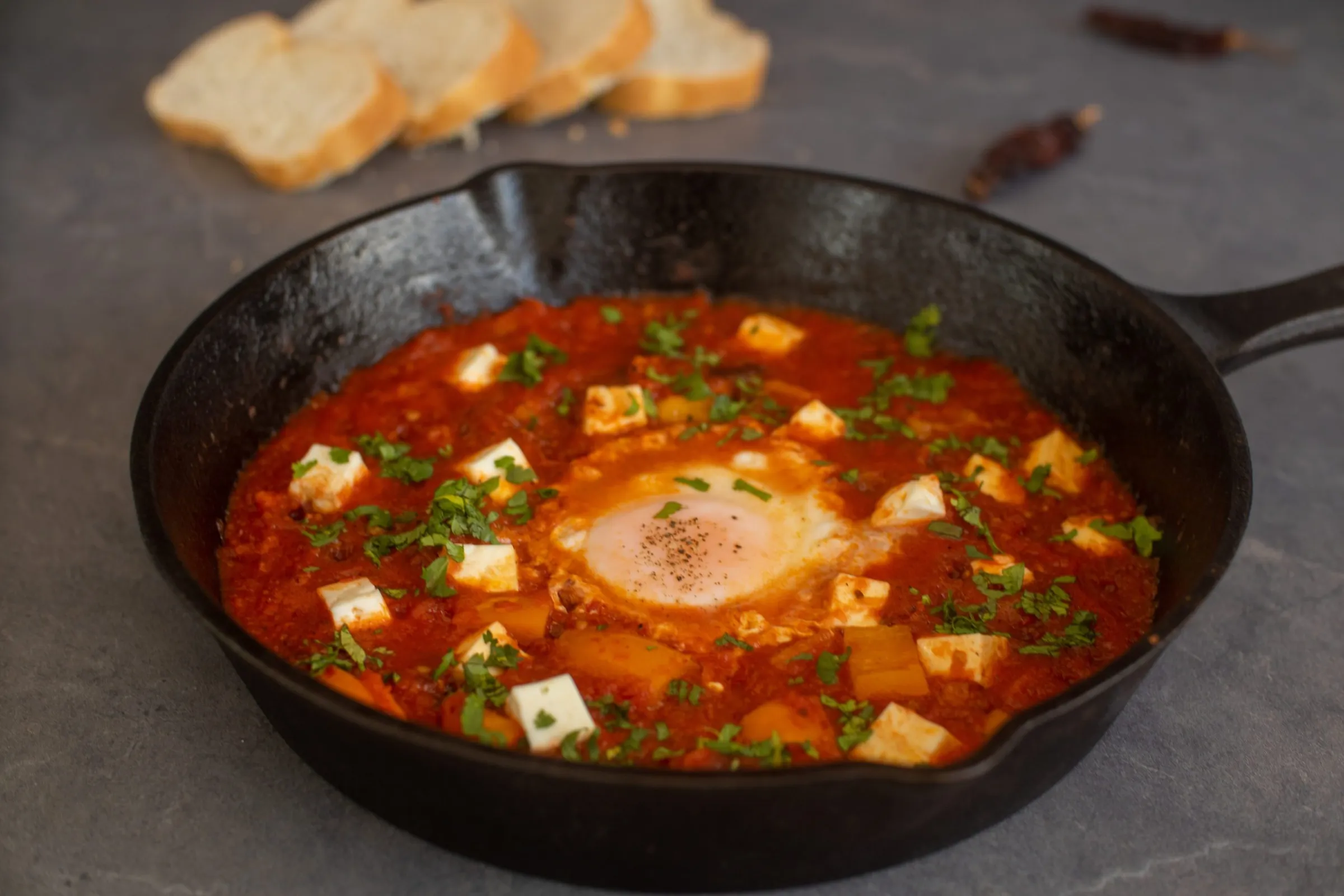 Eggs with chorizo, chipotle and tomato sauce