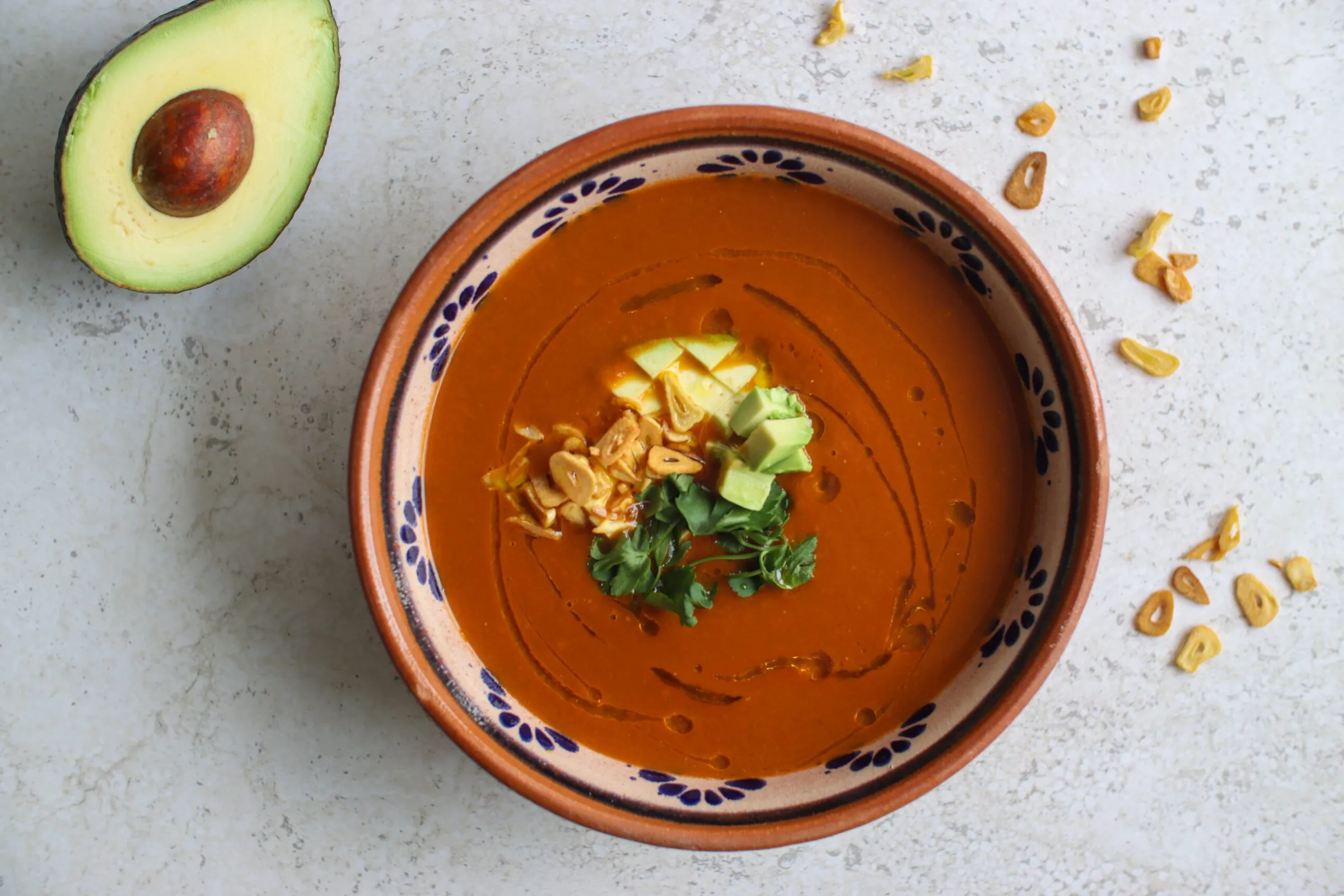 Tomato, leek & pasilla chilli soup