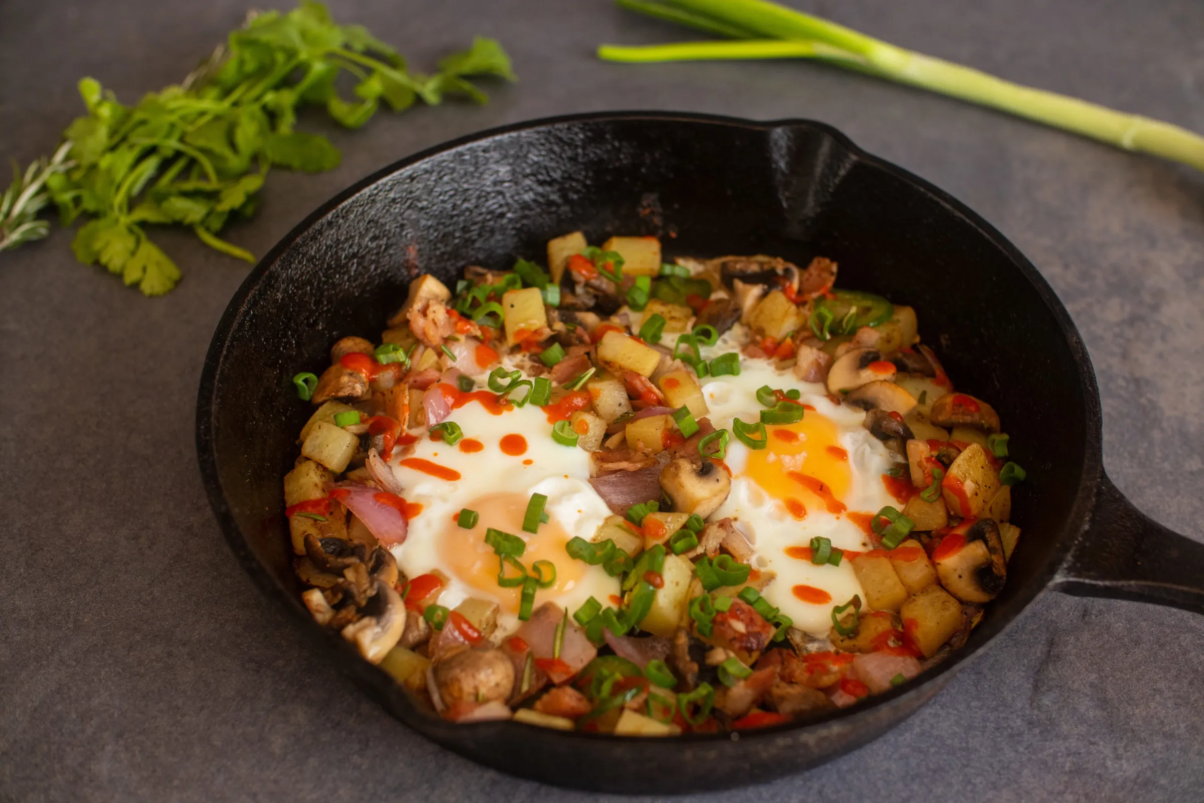 Bacon & Mushroom Hash - 378 Calories