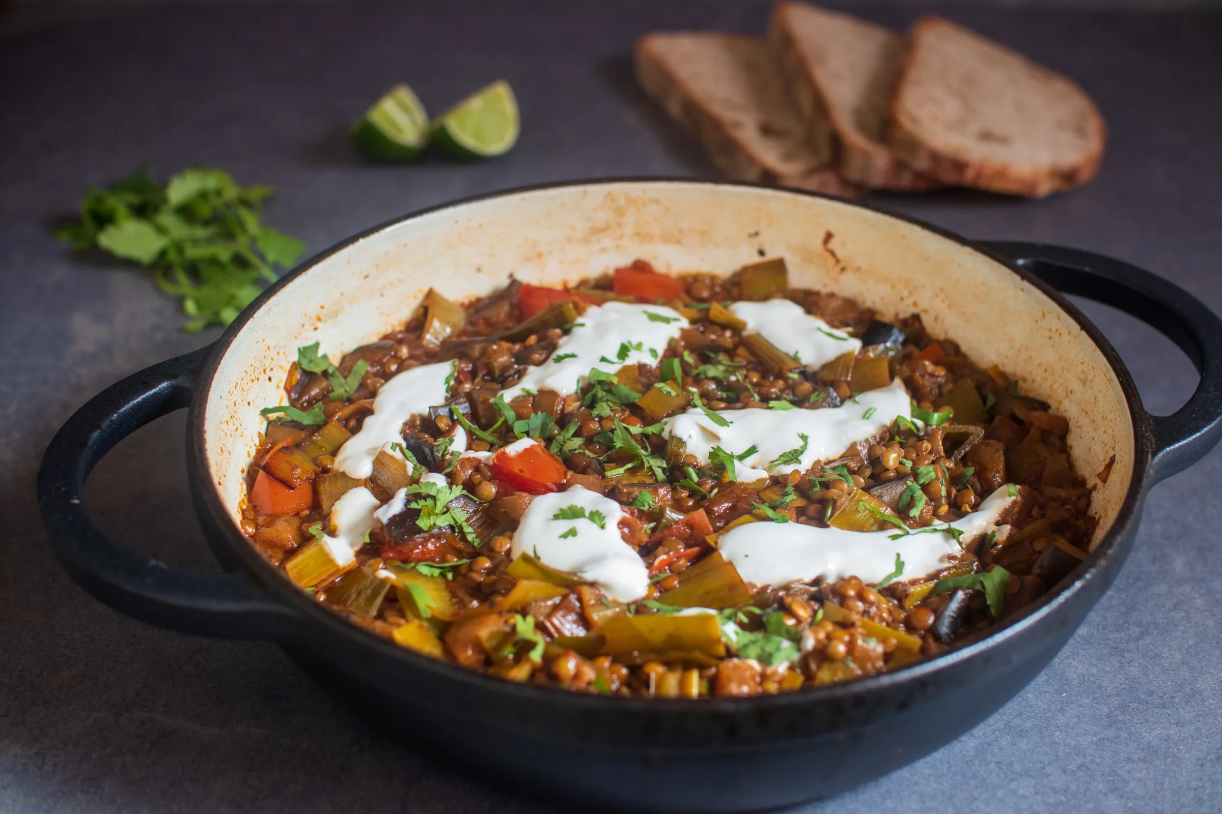 Aubergine & lentil stew - 339 Calories